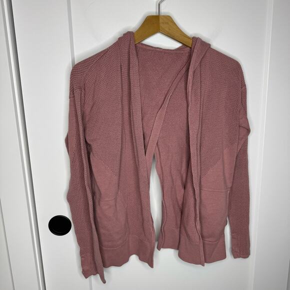 Lululemon Still Movement Wrap Sweater Heathered Quicksand Pink Cotton Size 4 - Picture 3 of 8